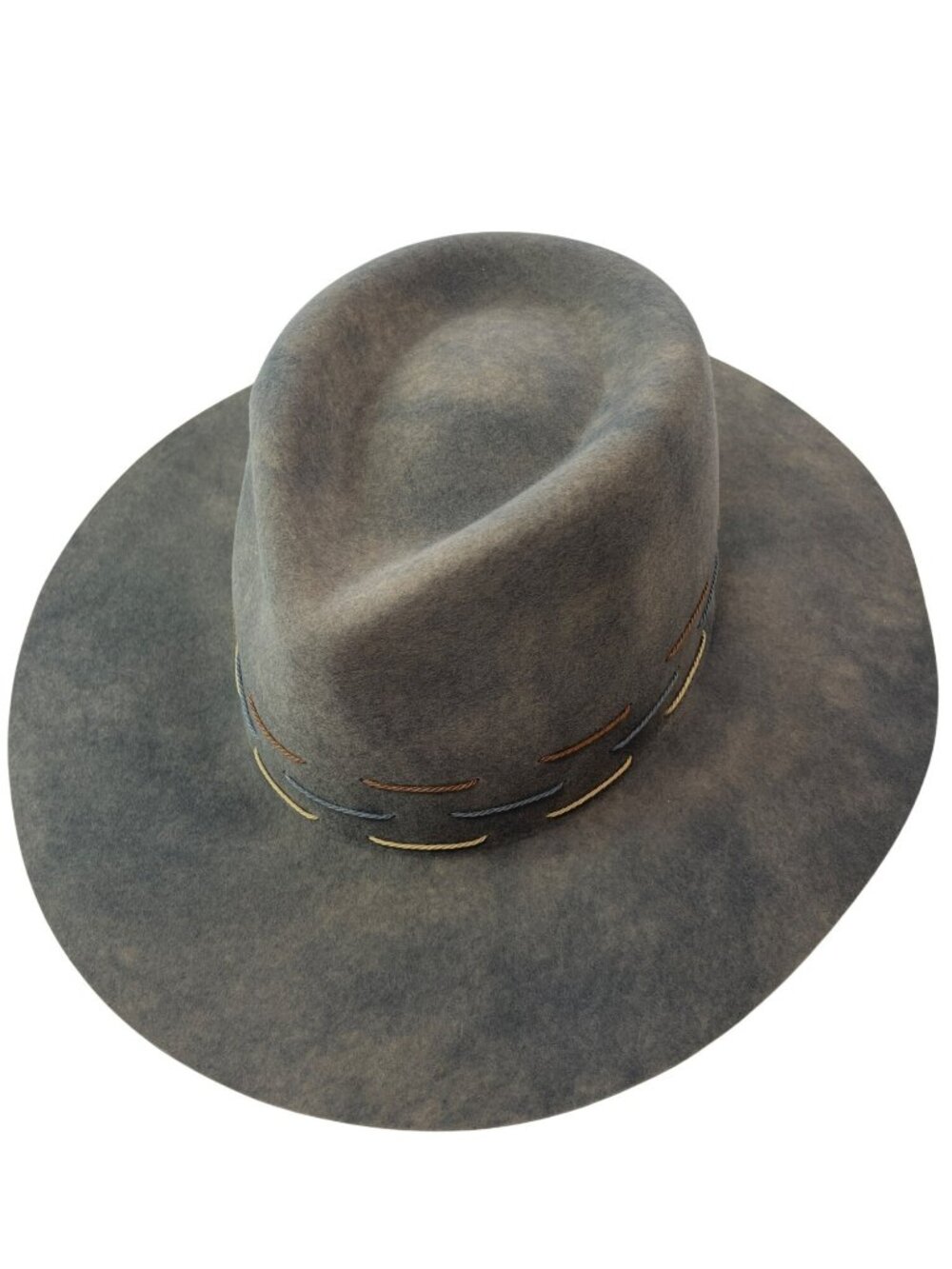 Eric Javits Wool Hat Pike Smoke Felt Fedora Stitch Detail Size Medium WNT - Picture 3 of 9